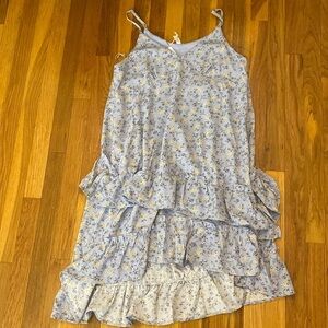 NWT L Love Women’s Blue High Low Dress With Yellow Flowers Size M